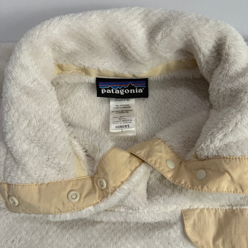 Patagonia‎ Women's L Los Gatos Fleece Pullover Cream Beige Snap Thermal Pro - Picture 7 of 7